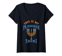 Mujer Hanukkah This is My Pajamakah Menorah Jewish Chanukah Pijama Camiseta Cuello V