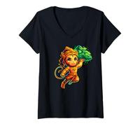 Mujer Hanumanji Hanuman Hindú Mono Dios Amante Devoto Camiseta Cuello V