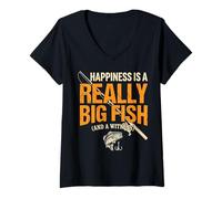 Mujer Happiness Is A Really Big Fish (and A Witness) Camiseta Cuello V