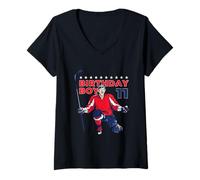 Mujer Happy 11th Birthday Boy Hockey Player Ice Hockey Theme Camiseta Cuello V