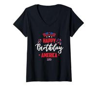 Mujer Happy 250th Birthday America - USA Anniversary 2026 Graphic Camiseta Cuello V