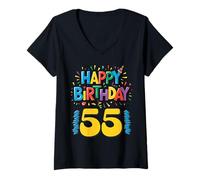 Mujer Happy 55th Birthday Apparel Bold Milestone Camiseta Cuello V