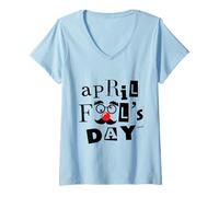 Mujer Happy April Fools Day 1st April 2025 Pranks Jokes Party Camiseta Cuello V