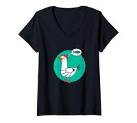 Mujer Happy As a Seagull Yummy Fish Food, Funny Seagull Cartoon Camiseta Cuello V