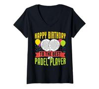 Mujer Happy Birthday To The Best Padel Tennis Player | Funny Padel Camiseta Cuello V