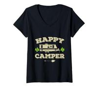 Mujer Happy Camper - Aventura al aire libre, camping, autocaravana, glamour Camiseta Cuello V