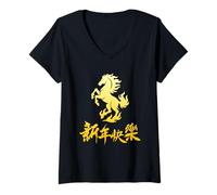 Mujer Happy Chinese New Year 2026 Horse Lunar Year Zodiac Camiseta Cuello V