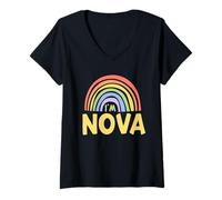 Mujer Happy Colorful I'm Nova Rainbow Pride First Name Camiseta Cuello V