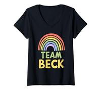 Mujer Happy Colorful Team Beck Rainbow Pride Green Yellow Camiseta Cuello V