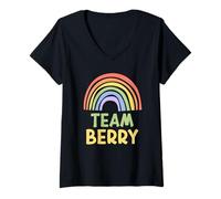 Mujer Happy Colorful Team Berry Rainbow Pride Green Yellow Camiseta Cuello V