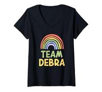 Mujer Happy Colorful Team Debra Rainbow Pride Green Yellow Camiseta Cuello V