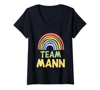 Mujer Happy Colorful Team Mann Rainbow Pride Green Yellow Camiseta Cuello V