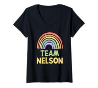 Mujer Happy Colorful Team Nelson Rainbow Pride Green Yellow Camiseta Cuello V