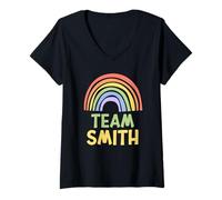 Mujer Happy Colorful Team Smith Rainbow Pride Green Yellow Camiseta Cuello V