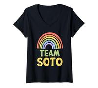 Mujer Happy Colorful Team Soto Rainbow Pride Green Yellow Camiseta Cuello V