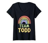 Mujer Happy Colorful Team Todd Rainbow Pride Green Yellow Camiseta Cuello V