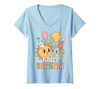 Mujer Happy Earth Day Planet Birthday Party Celebration Camiseta Cuello V