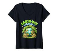 Mujer Happy EarthDay Save The Planet Kawaii Día de la Tierra Todos los días Camiseta Cuello V