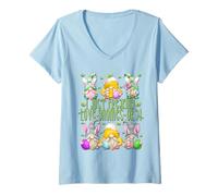Mujer Happy Easter GNOME Graphic I Just Freaking Love Gnomes Camiseta Cuello V