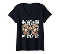 Mujer Happy Easter Graphic For Women and Kids Floral Spring Gnomes Camiseta Cuello V