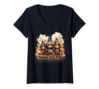Mujer Happy Fall Y'all Cute Autumn Lantern Sweater Weather Design Camiseta Cuello V