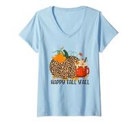 Mujer Happy Fall Y'all Pumpkin Spice Latte - Café otoñal Camiseta Cuello V