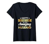 Mujer Happy Father's Day to My Amazing Husband, diseño de Esposa Camiseta Cuello V