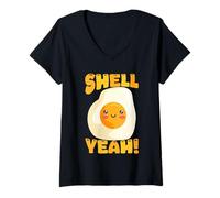 Mujer Happy Fried Egg Kawaii Desayuno Amante de la Comida Camiseta Cuello V