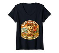 Mujer Happy Hedgehog Have A Nice Day Dueño Vintage Erinaceinae Camiseta Cuello V