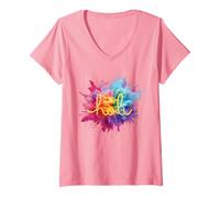 Mujer Happy Holi Color Splash Camiseta Cuello V