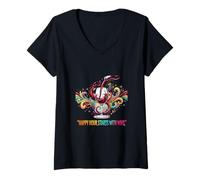 Mujer Happy Hour Comienza con el diseño de Amantes del Vino Camiseta Cuello V