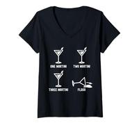 Mujer Happy Hour Divertido de cócteles One Two Three Martini Floor Camiseta Cuello V