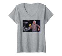 Mujer Happy Mondays Live Bez En Acción por Andy Willsher Camiseta Cuello V