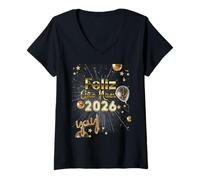 Mujer Happy New Year Feliz Año Nuevo New Year'S Eve Family Group Camiseta Cuello V