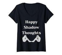 Mujer Happy Shadow Thoughts, cita de diseño divertido Camiseta Cuello V