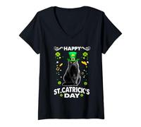 Mujer Happy St Catricks Day Cat St Patricks Day Lucky Charm Cats Camiseta Cuello V