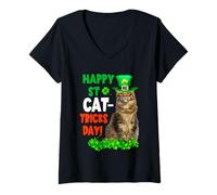 Mujer Happy St Catricks Day Maine Coon Cat St Patricks Day Cats Camiseta Cuello V