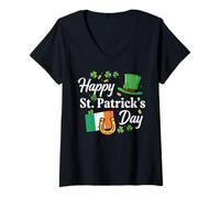 Mujer Happy St Patricks Day Herradura San Patricio Hombres Mujeres Niños Camiseta Cuello V
