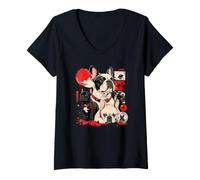 Mujer Harajuku Bulldog Francés Urban Kawaii Dog Art Camiseta Cuello V