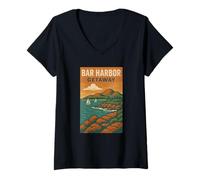 Mujer Harbor Bar Getaway Camisa Maine Coastal Mountains Ocean Camiseta Cuello V