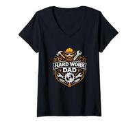 Mujer Hard Dad Blue Collar Pride Work Ética Identidad Camiseta Cuello V