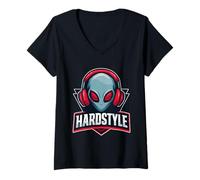 Mujer Hardstyle Alien - Auriculares de Diadema Camiseta Cuello V