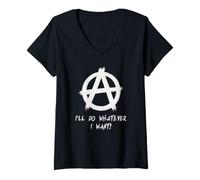 Mujer "¡Haré lo que quiera!", Punks, punk-rock, anarquía Camiseta Cuello V