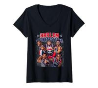 Mujer Harlem Globetrotters Basketball Colorful Team Photo Camiseta Cuello V