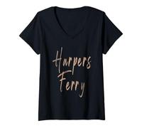 Mujer Harpers Ferry West Virginia Diseño Elegante Vintage Camiseta Cuello V