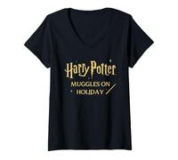Mujer Harry Potter Muggles On Holiday Wand Camiseta Cuello V