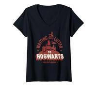 Mujer Harry Potter Nuevo Diseño 2025 Carta de Espera a Hogwarts Camiseta Cuello V