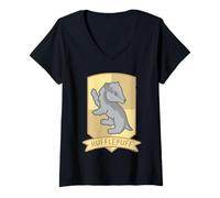 Mujer Harry Potter x Gokko Hufflepuff Crest Camiseta Cuello V