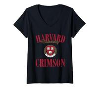 Mujer Harvard University Crimson | Producto Oficial de la NCAA | HUC1005 Camiseta Cuello V