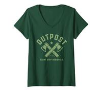 Mujer Hatchet Logo - Outpost Scouting Gear by Giant Step Camiseta Cuello V